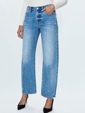 Pistola Light Blue Denim Jeans with White Heart Details